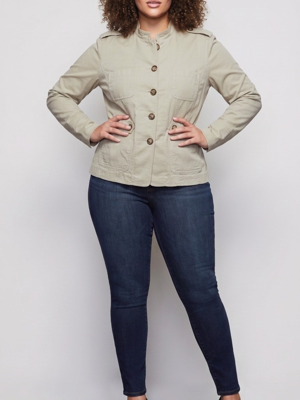Michael Kors Khaki Utility Button-Front Jacket